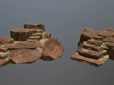Altar Set rock steps Low-poly 3D model