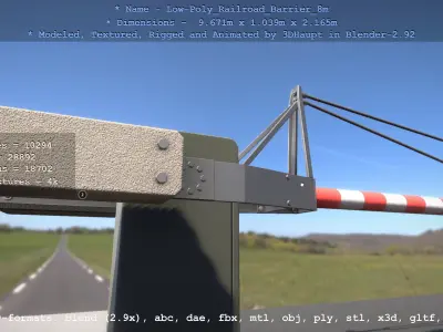 Low-Poly Railroad Barrier 8m Low-poly 3D model