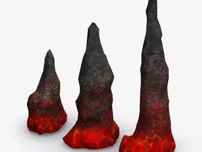 Stalagmite Set - Lava 3D model