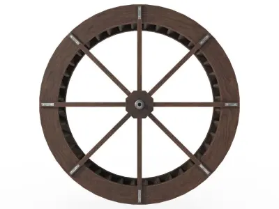 Medieval Water Wheel Low-poly 3D model