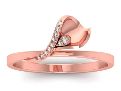 Solitaire Wedding Engagement Women Light Weight Bypass Rings 3D print model 4