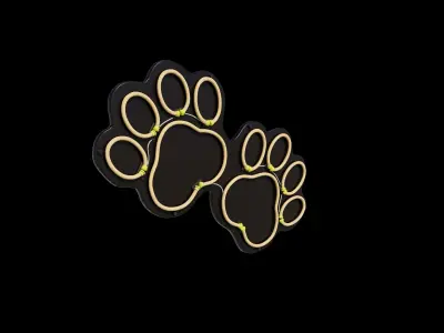 Dog Paw Neon Sign 3D model