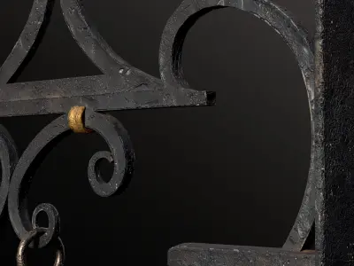 Old Pretzel Street Sign 8K and 4K Low-poly 3D model