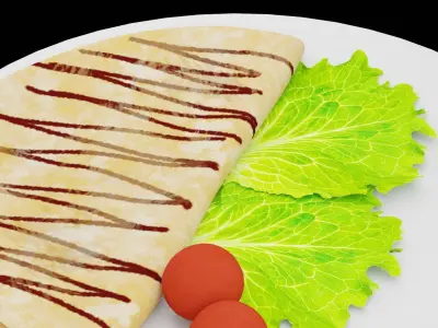 Omelet With Lettuce Low-poly 3D model