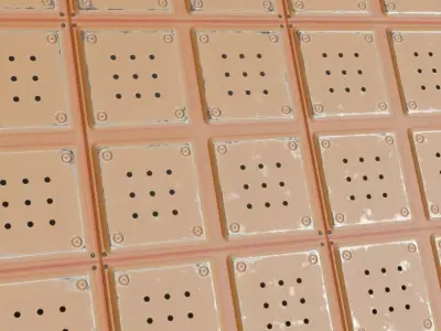 Sci-Fi Orange Metal Padded Panel PBR Seamless Texture