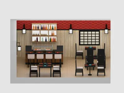 Japanese Restaurant Low-poly 3D model
