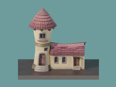 Cartoon Fantasy House Low-poly 3D model