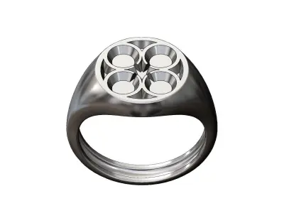 Round signet ring with gothic ornament N07 3D print model