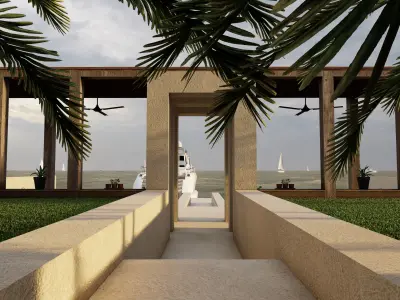 LUMION SCENE BEACH BRUTALIST 11 3D model