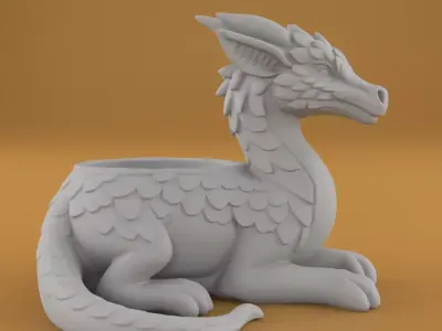 Leafy Dragon Planter 3D Model STL 3D print model