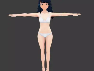 SciFi 3d anime girl character c9 Low-poly 3D model