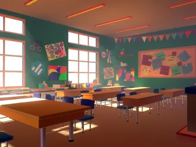 Asset - Cartoons - Background - Classroom - 02 3D model