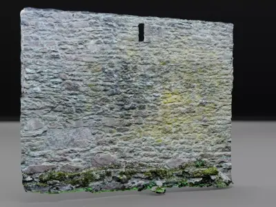 Castle stone old wall high-poly 3D model