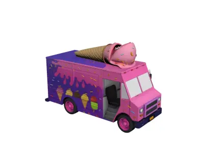 Ice Cream Truck Mobile Dessert Food Delivery Vehicle 3D model