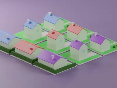 LowPoly Houses  Evolution Free low-poly 3D model