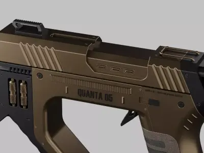 Quanta 05 SciFi Concept Futuristic Handgun Brown Color 3D model