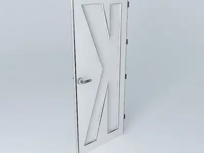 Letter K 3D door very detail with glass lock and hinger Free 3D model