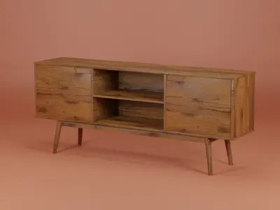 Media Console Unit 200x45x80 Low-poly 3D model