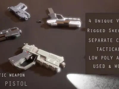 Sci-fi Futuristic Combat Pistol Low-poly 3D model