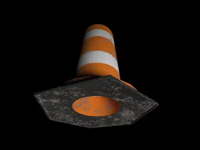 Traffic cone Low-poly 3D model 10