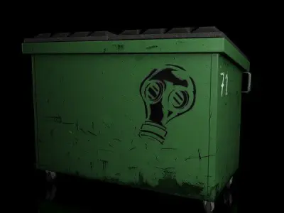 Low Poly Dumpster trash can Low-poly 3D model