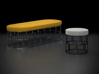 Riviera Bench and Ottoman 3D model