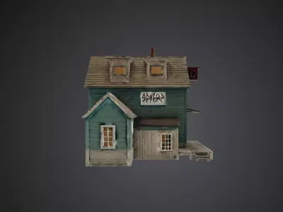 Stylized Historical Barn Architecture for Fantasy Environments Low-poly 3D model
