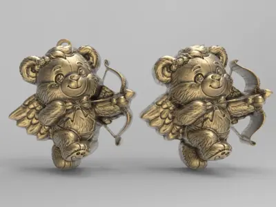 teddy love wings  3D print model