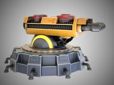 Gun turret stylized  3D model