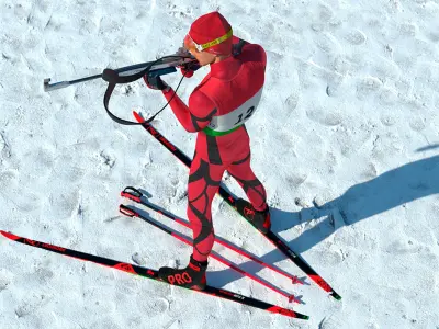  Biathlon Skier Athlete Rigged 
