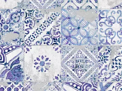 Indigo Azulejo Patchwork Tile Texture Texture