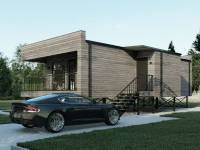 Modern suburban frame house 3D model