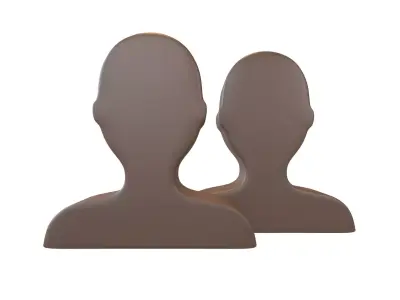 Two People Bust in Silhouette v1 007 Low-poly 3D model