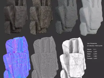 Gameready Realistic Rock 3D Model Low-poly 3D model