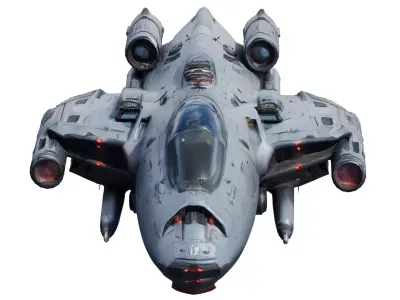 SciFi Starfighter Spaceship 2K PBR Low-poly 3D model