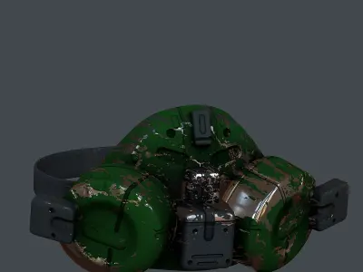 Gas mask helmet 3d model scifi Low-poly  Low-poly 3D model