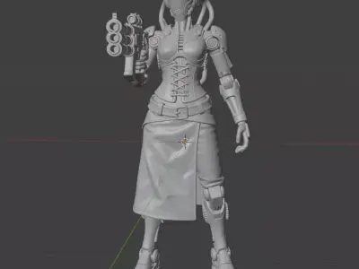 Steampunk Warrior in Monochrome 3D model
