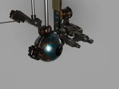 Robot with mechanical arm 3D model