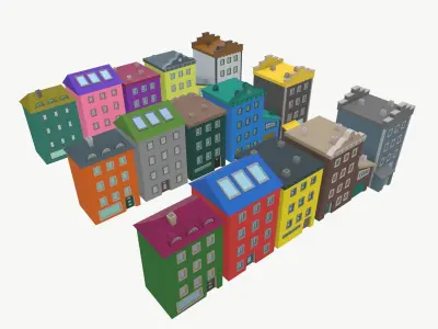 LowPoly Houses Pack03 Low-poly 3D model