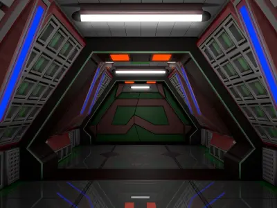 Sci Fi Corridor  3D model 19