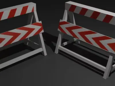 Wooden Barricade Medium Low-poly 3D model