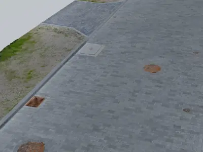 Suburbian Street Pavement Concrete Brick 3d Scanned 3D model