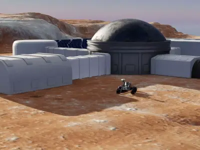 Martian base and Mars Rover 3D models 3D Model Pack