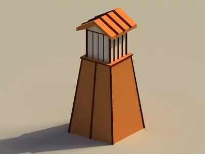 Low Poly Japanese Lamp Post Low-poly 3D model