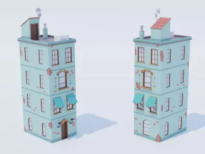 Italian Building number 1 Low Poly Low-poly 3D model