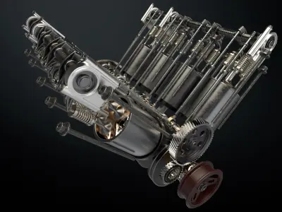  V8 Engine Working Animated 