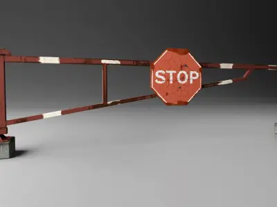 Road Barrier Low-poly 3D model 3