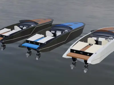Speed Boats with interiors Low Poly Low-poly 3D model