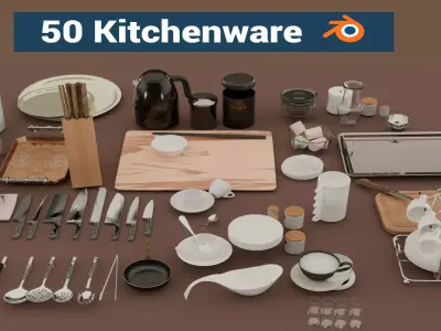 Kitchenware 50 Items 3D model