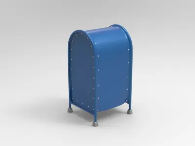 Mailbox metal mail box on wheels Low-poly 3D model
